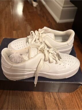 All-White AF1 Airforce 1 sneakers small platform 6.5